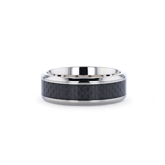 COLOSSEUM Titanium Wedding Ring with Black Carbon Fiber Inlay - 8 mm