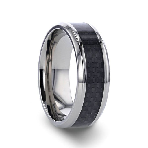 COLOSSEUM Titanium Wedding Ring with Black Carbon Fiber Inlay - 8 mm