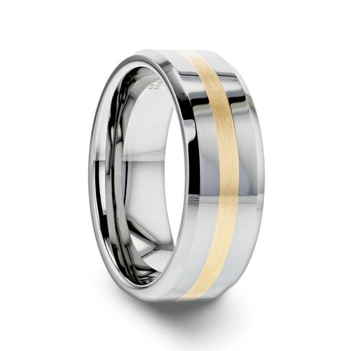 LEGIONAIRE Gold Inlaid Beveled Tungsten Ring - 6mm & 8mm