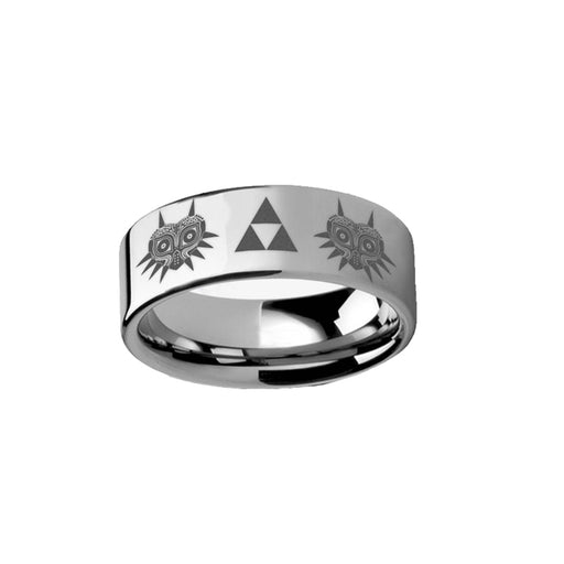 Legend of Zelda Majora Mask Triforce Tungsten Carbide Engraved Ring - 4mm - 12mm