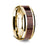 14K Yellow Gold Polished Beveled Edges Wedding Ring with Redwood Inlay - 8 mm