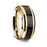14K Yellow Gold Polished Beveled Edges Wedding Ring with Ebony Wood Inlay - 8 mm
