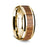 14K Yellow Gold Polished Beveled Edges Wedding Ring with Teakwood Inlay - 8 mm