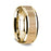 14K Yellow Gold Polished Beveled Edges Wedding Ring Ash Wood Inlay - 8 mm