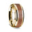 14K Yellow Gold Polished Beveled Edges Men's Wedding Band with Cherry Wood Inlay - 8 mm