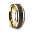 14K Yellow Gold Polished Beveled Edges Wedding Ring with Dark Deer Antler Inlay - 8 mm