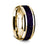 14K Yellow Gold Polished Beveled Edges Wedding Ring with Purple Goldstone Inlay - 8 mm