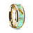 14K Yellow Gold Polished Beveled Edges Wedding Ring with Turquoise Inlay - 8 mm