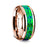 14k Rose Gold Polished Beveled Edges Wedding Ring with Blue and Green Opal Inlay - 8 mm