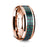 14k Rose Gold Polished Beveled Edges Wedding Ring with Black and Green Carbon Fiber Inlay - 8 mm
