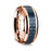 14k Rose Gold Polished Beveled Edges Wedding Ring with Black and Blue Carbon Fiber Inlay - 8 mm