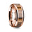 14k Rose Gold Polished Beveled Edges Wedding Ring with Zebra Wood Inlay - 8 mm