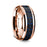 14K Rose Gold Polished Beveled Edges Wedding Ring with Black and Dark Blue Carbon Fiber Inlay - 8 mm