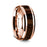 14k Rose Gold Polished Beveled Edges Wedding Ring with Black Walnut Inlay - 8 mm