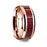 14K Rose Gold Polished Beveled Edges Wedding Ring with Purple Heart Wood Inlay - 8 mm