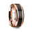 14K Rose Gold Polished Beveled Edges Wedding Ring with Ebony Wood Inlay - 8 mm