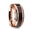 14K Rose Gold Polished Beveled Edges Wedding Ring with Bubinga Wood Inlay - 8 mm