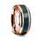 14K Rose Gold Polished Beveled Edges Wedding Ring with Spectrolite Inlay - 8 mm