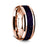 14K Rose Gold Polished Beveled Edges Wedding Ring with Purple Goldstone Inlay - 8 mm