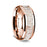 14K Rose Gold Polished Beveled Edges Wedding Ring with White Deer Antler Inlay - 8 mm