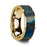 Flat Polished 14K Yellow Gold Wedding Ring with Spectrolite Inlay - 8 mm