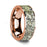 Flat Polished 14K Rose Gold Wedding Ring with Green Dinosaur Bone Inlay - 8 mm
