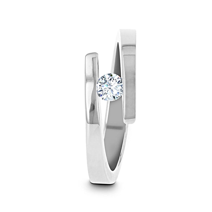 ANNA 0.25ctw Diamond Tension Set Polished Titanium Diamond Ring - 4mm