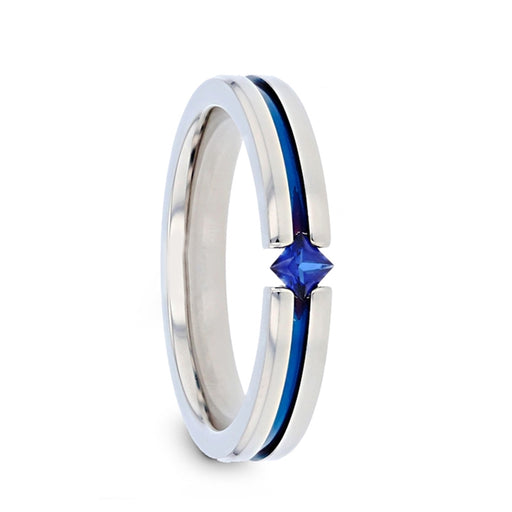 SILVANOS Polished 14k Rose Gold Men’s Wedding Band with Bubinga Wood Inlay & Diamond - 8 mm