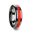 NEBULA Tungsten Wedding Band with Beveled Edges and Red Opal Inlay - 4mm - 8mm