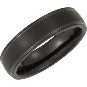 Black Tungsten Grooved Band TAR345 - 6 mm