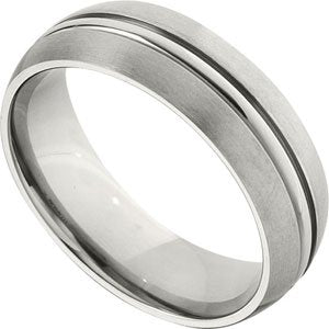 Titanium Grooved & Satin Finished Band T891 - 7 mm