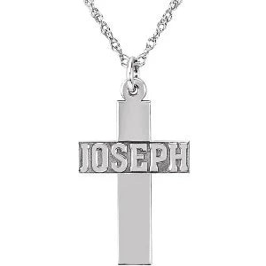 Block Nameplate Cross Necklace 86132