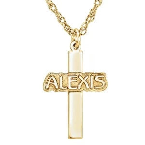 Nameplate Monogram Cross Necklace 86142