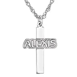 Nameplate Monogram Cross Necklace 86142