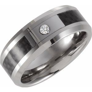 Tungsten & Carbon Fiber .05 CT Diamond Band TAR445D - 8 mm