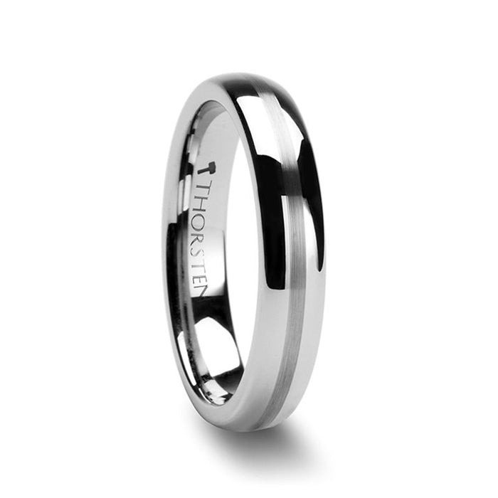 BELLATOR Domed with Brushed Stripe Tungsten Wedding Ring - 4mm - 12mm