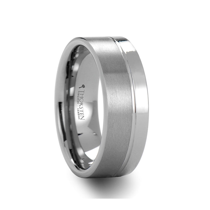 DALLAS Tungsten Carbide Ring with Single Offset Groove - 8 mm