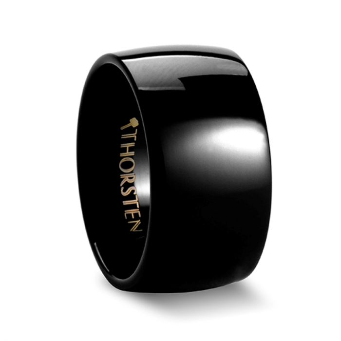 TWILIGHT Domed Black Tungsten Ring - 12 mm