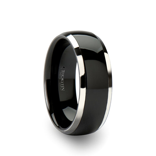 CARRERA Domed Black Ceramic with Tungsten Inlay Ring- 6mm - 10mm