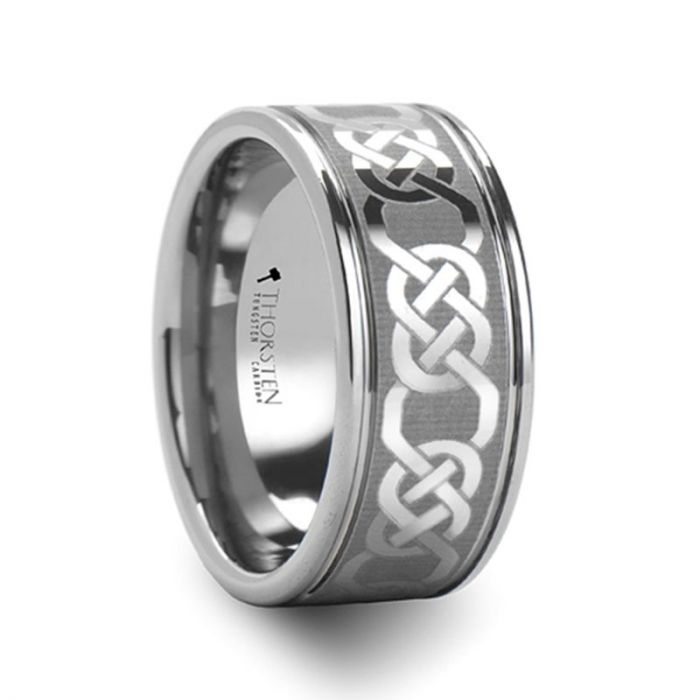 PALATINE Laser Engraved Tungsten Ring with Celtic Pattern - 6mm - 10mm