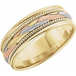 14K Yellow/White/Rose Woven Band 51297 - 7 mm