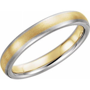 14K White & Yellow Half Round Band with Satin Finish 5835 - 4 mm