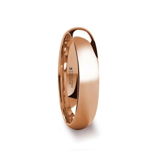 SOL Traditional Domed Rose Gold Plated Tungsten Carbide Wedding Ring - 4mm - 8mm