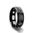 ENIGMA Domed Black Tungsten Ring with Brushed Cross Alternating Diagonal Cuts Pattern - 8mm