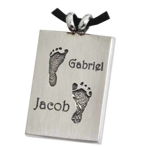 B&B Rectangle Twin Footprints with Names Pendant