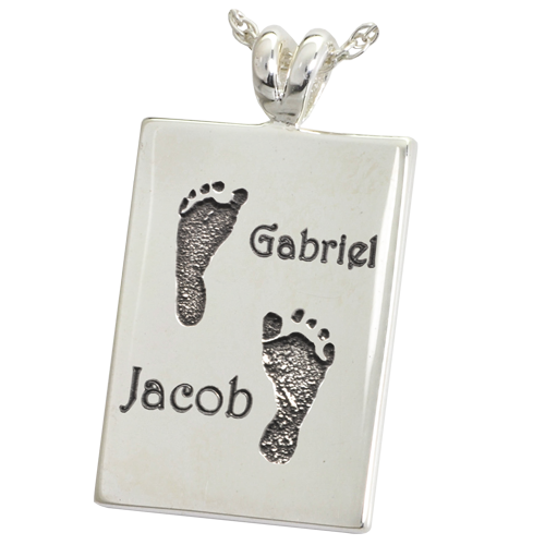 B&B Rectangle Twin Footprints with Names Pendant