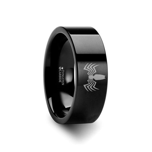 Venom Spider Symbol Super Hero Black Tungsten Engraved Ring Jewelry - 4mm - 12mm