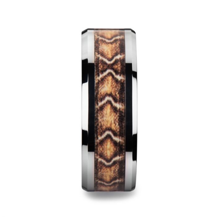 VIPER Tungsten Wedding Ring with Boa Snake Skin Design Inlay - 8mm