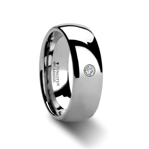 BERKSHIRE Rounded Tungsten Ring with Diamond - 4mm - 8mm