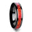 NOVA Black Ceramic Wedding Band with Beveled Edges and Red Opal Inlay - 4mm - 8mm
